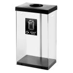 Clear Recycling Bin c/w Sticker 60L Clear Body Black Lid Plastic CRB060_BLLGWST
