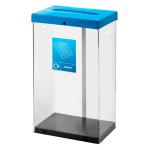 Clear Recycling Bin c/w Sticker 60L Clear Body Blue Lid Plastic CRB060_BULPAST