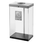 Clear Recycling Bin c/w Sticker 60L Clear Body Grey Lid Plastic CRB060_GYLCAST