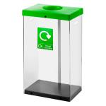 Clear Recycling Bin c/w Sticker 60L Clear Body Lime Green Lid Plastic CRB060_LGLMRST