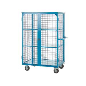 Distribution Trolley with Lockable Doors FixedSwivel x2 Braked Castors