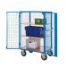 Distribution Trolley with Lockable Doors; Fixed/Swivel (x2 Braked) Castors; Steel/Veneer; 500kg; Blue/Veneer DT601Y