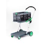 Clever Folding Trolley c/w 1 Folding Box Injected Moulded Plastic/Anodised Aluminium 60kg Grey/Black/Green GC051Y