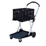 Clever Folding Trolley c/w 1 Folding Box Injected Moulded Plastic/Anodised Aluminium 60kg Black/Silver GC058Y_Black