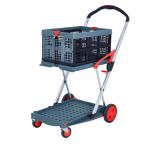 Clever Folding Trolley c/w 2 Folding Boxes Injected Moulded Plastic/Anodised Aluminium 60kg Grey/Black/Red GC058Y_Red&GC055Z