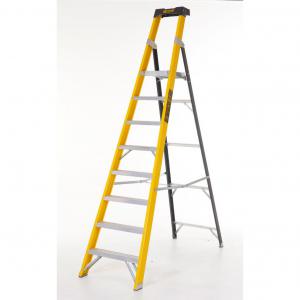 Climb-It Glass Fibre Platform Stepladder; 8 Tread; 150kg; YellowBlack