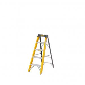 Climb-It Glass Fibre Swingback Stepladder; 4 Tread; 150kg; YellowBlack