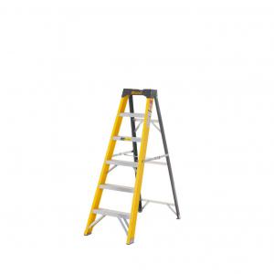 Climb-It Glass Fibre Swingback Stepladder; 5 Tread; 150kg; YellowBlack