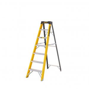 Climb-It Glass Fibre Swingback Stepladder; 6 Tread; 150kg; YellowBlack