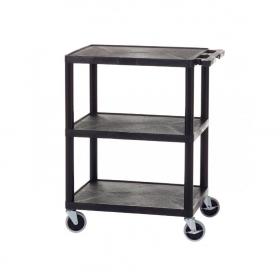 Super Strength® Multi Purpose Trolley; 3 Shelf (3 Flat Shelves); Swivel (x2 Braked)Castors; Polyethylene; 150kg; Black GI341L