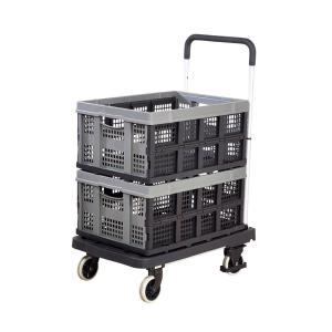 Foldaway Platform Trolley with 2 Folding Box PlasticAluminium 120kg
