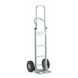 Image of Sack Truck with Hand Grips Pneumatic Wheels Aluminum 200kg SilverBlue
