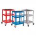 Adjustable Height Trolley; 3 Shelf; Swivel (x2 Braked) Castors; Steel; 150kg; Red GI942W_Red