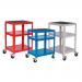 Adjustable Height Trolley; 3 Shelf; Swivel (x2 Braked) Castors; Steel; 150kg; Red GI942W_Red