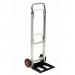 This picture shows the Barton Storage Ltd Hand Trucks Compact Sack Truck. The truck is made of aluminum and features solid wheels. It can hold up to 90kg and has a sleek silver and black design.