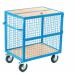 Security Trolley; Mesh with Lockable Lid  Fixed/Swivel (x2 Braked) Castors; Steel/Wire Mesh; 350kg; Blue GIS71M
