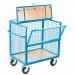 Security Trolley; Mesh with Lockable Lid  Fixed/Swivel (x2 Braked) Castors; Steel/Wire Mesh; 350kg; Blue GIS71M
