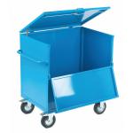 Security Trolley Solid Sides with Lockable Lid  Fixed/Swivel (x2 Braked) Castors Steel 350kg Blue GIS72S