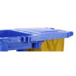 Janitorial Cleaning Trolley with Bag Lid Fixed/Swivel Wheel/Castors Plastic/PVC 100kg Blue/Yellow HI328Y