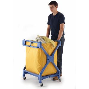 Image of Folding Laundry Trolley Swivel Castors PlasticPVC 70kg BlueYellow
