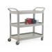 Large Shelf Trolley; 3 Tier; Swivel Castors; Aluminium/Plastic; 120kg; Grey/Silver HI524Y