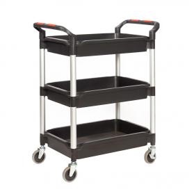 Proplaz Plus Trolley 3 Deep Trays  Swivel (x2 Braked)Castors Anodised Aluminium/Plastic 150kg Black/Silver HIT31Y