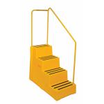 Heavy Duty Polyethylene Industrial Step 4 Tread with Handrail Yellow HPE05Z_Yellow