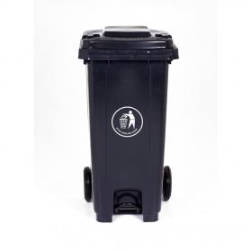 Pedal Wheeled Bin 120L Polypropylene Dark Grey/ Dark Grey Lid LPB120Z_DGrey Lid