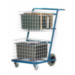 Small Premium Mail Distribution Trolley with Rear Pannier Basket Blue MT983Y&PB800Z