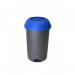 Open Top Bin; 50L; Grey Body; Blue Lid; Plastic OP050Z_BLL