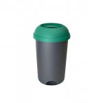 Open Top Bin; 50L; Grey Body; Green Lid; Plastic OP050Z_GRL