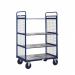 The image shows GPC Industries Ltds industrial warehouse trolleys and distribution trucks, featuring 3 shelves with sides and a size of 1200x800. The trolleys are yellow in color, sturdy, and designed for efficient transportation and storage.