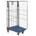 Plastic Base Nestable Roll Container; 3 Sided Unit; Internal Height mm: 1430; Silver/Blue Base PBR2723_BlueBase