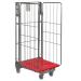 Plastic Base Nestable Roll Container; 3 Sided Unit; Internal Height mm: 1430; Silver/Red Base PBR2723_RedBase