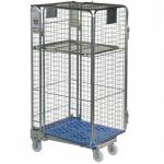 Plastic Base Nestable Roll Container 4 Security Unit (50 x 50mm Mesh) Internal Height mm: 1430 Silver/Blue Base PBR2725_BlueBase