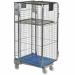 Plastic Base Nestable Roll Container; 4 Security Unit (50 x 50mm Mesh); Internal Height mm: 1430; Silver/Blue Base PBR2725_BlueBase