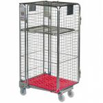 Plastic Base Nestable Roll Container 4 Security Unit (50 x 50mm Mesh) Internal Height mm: 1430 Silver/Red Base PBR2725_RedBase