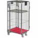 Plastic Base Nestable Roll Container; 4 Security Unit (50 x 50mm Mesh); Internal Height mm: 1430; Silver/Red Base PBR2725_RedBase