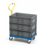 Container Dolly with Handle 610 x 400 x 930 Swivel Castors Plastic 250kg Blue/Yellow PDT63S
