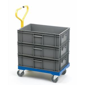 Container Dolly with Handle 610 x 400 x 930 Swivel Castors Plastic
