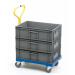 Container Dolly with Handle; 610 x 400 x 930; Swivel Castors; Plastic; 250kg; Blue/Yellow PDT63S