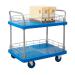 Proplaz Blue Two Tier Trolley With Wire Surround; Fixed/Swivel Castors; Steel/Plastic; 300kg; Blue/Grey PPU25Y
