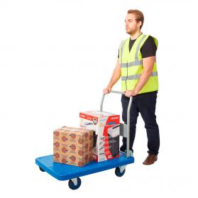 Proplaz Blue Large Platform Trolley Fixed/Swivel Castors Steel/Plastic 300kg Blue/Grey PPU91Y