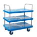 Proplaz Blue Three Tier Trolley; Fixed/Swivel Castors; Steel/Plastic; 300kg; Blue/Grey PPU96Y