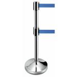 Obex Barriers Stainless Steel Blue Double Retractable Belt Post RDLS7B