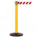 Obex Barriers Safety Belt Barrier Belt Length mm: 3400 Yellow Post Red/White Chevron SBBS34CHYPRWC