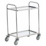 Shelf Trolley 2 Shelf Trolley with Lip Swivel Castors Stainless Steel 100kg Silver SI202Y