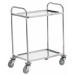 Shelf Trolley; 2 Shelf Trolley with Lip; Swivel Castors; Stainless Steel; 100kg; Silver SI202Y