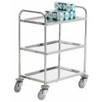 Shelf Trolley 3 Shelf Trolley with Lip Swivel Castors Stainless Steel 100kg Silver SI203Y