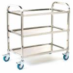Shelf Trolley 3 Shelf Trolley Swivel (x4 Braked) Castors Stainless Steel 100kg Silver SI803Y